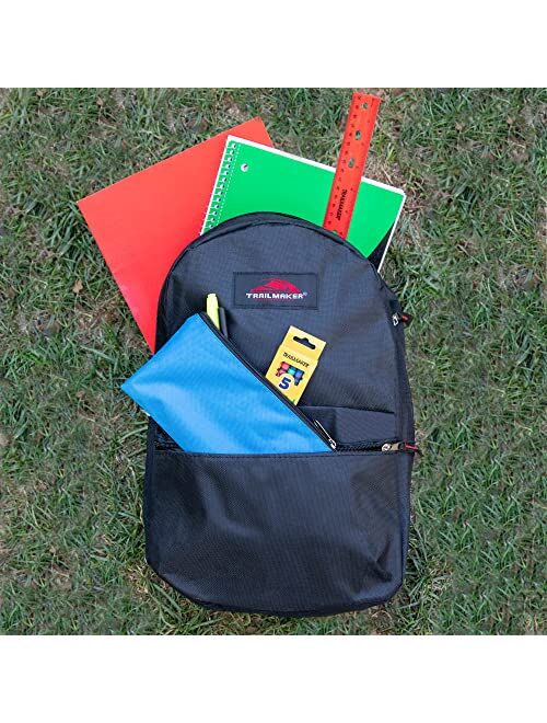 Trail maker Pre-Filled 17" Backpack & School Supply Kit - 20 Piece Back to School Supplies with Backpack (Black Pack)