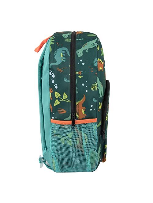 Trail maker Boys Backpack and Pencil Case Set for Kindergarten, Elementary School, 17 Inch Kids Backpack with Side Pockets (Goofy Grinning Dinos)