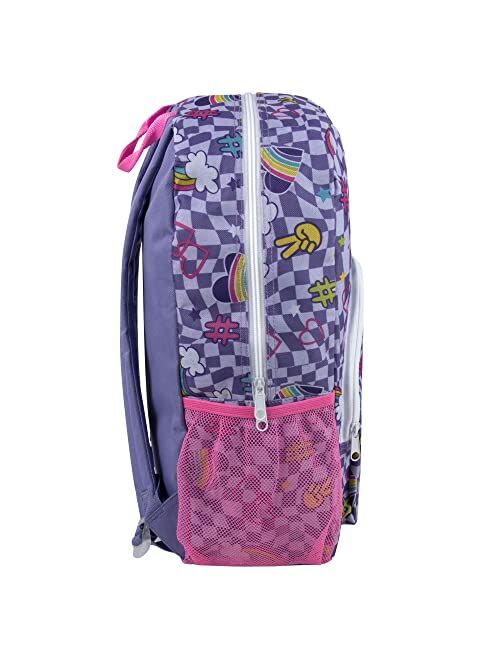 Trail maker 17 Inch Backpack with Side Pockets Backpack and Pencil Case Set for Women (Vintage Vibe Emojis)