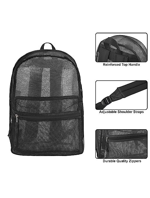 Trail Maker Transparent Mesh Backpacks for School Kids, Beach, Travel - Mesh See Through Backpack with Padded Straps Large