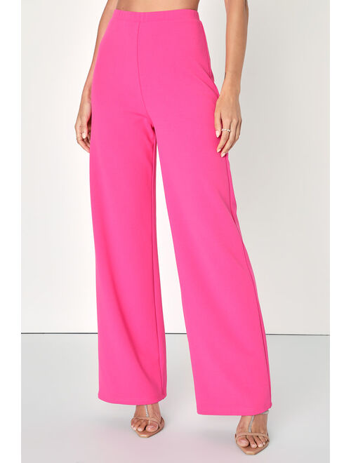 Lulus Devoted to Me Hot Pink Wide-Leg Two-Piece Jumpsuit