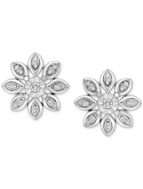 Macy's Diamond Flower Cluster Earrings (1/10 ct. t.w.) in Sterling Silver
