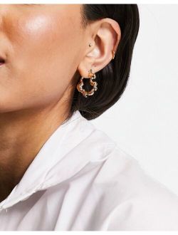 DesignB London molten metal hoop earrings in gold