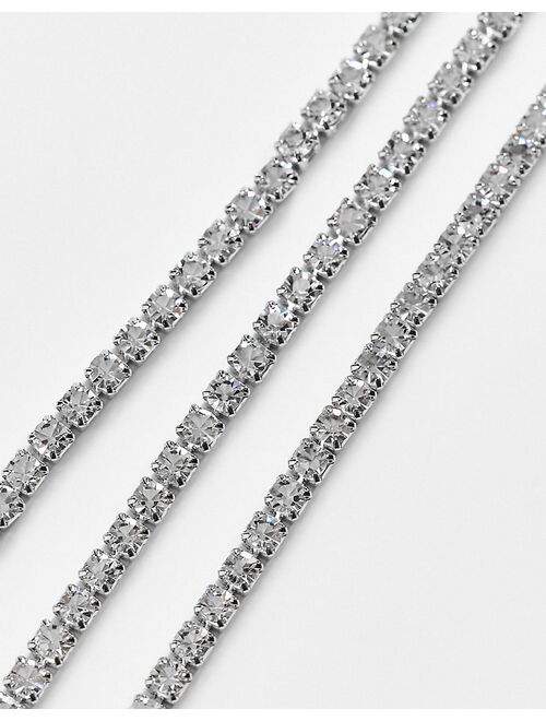 ASOS DESIGN drop earrings with cubic zirconia baguette design in silver tone