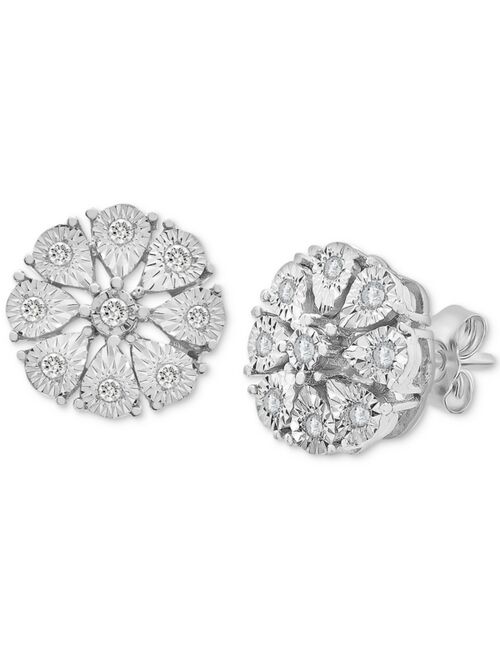 Macy's Diamond Flower Stud Earrings (1/10 ct. t.w.) in Sterling Silver