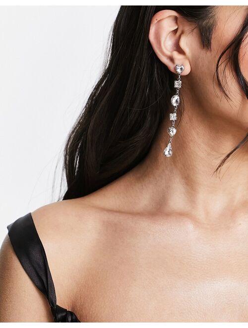 True Decadence crystal drop earrings in silver