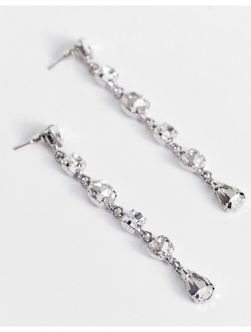 True Decadence crystal drop earrings in silver
