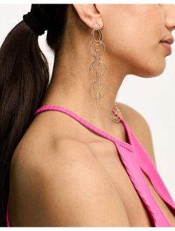 drop earrings with multi fine hoop design in gold tone