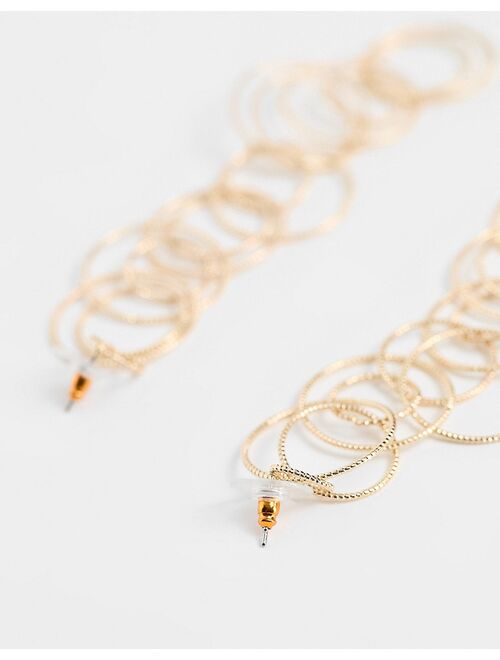 ASOS DESIGN drop earrings with multi fine hoop design in gold tone