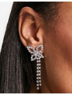 floral drop earrings in silver crystal