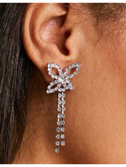 True Decadence floral drop earrings in silver crystal