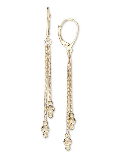 Italian Gold Beaded Drop Earrings in 14k Gold