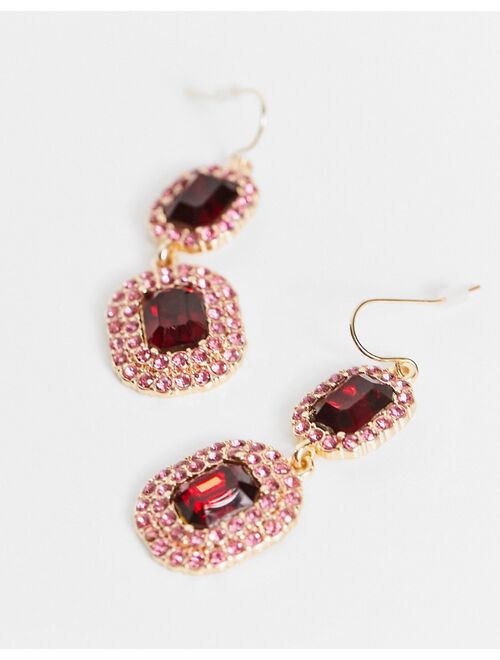 8 Other Reasons diamante drop earrings in pink