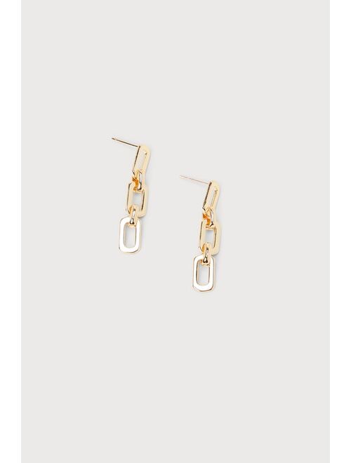 Lulus Thinking About Me Gold Chain Link Drop Earrings