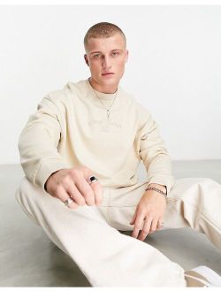 oversized sweatshirt in beige with central embroidery