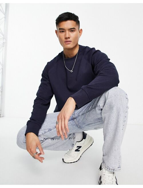 New Look raglan sleeve crew neck sweatshirt in navy