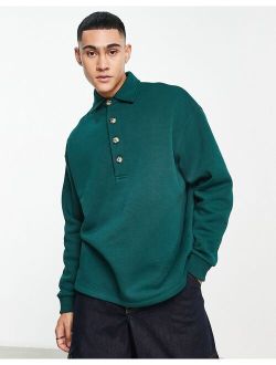 oversized polo sweatshirt in green