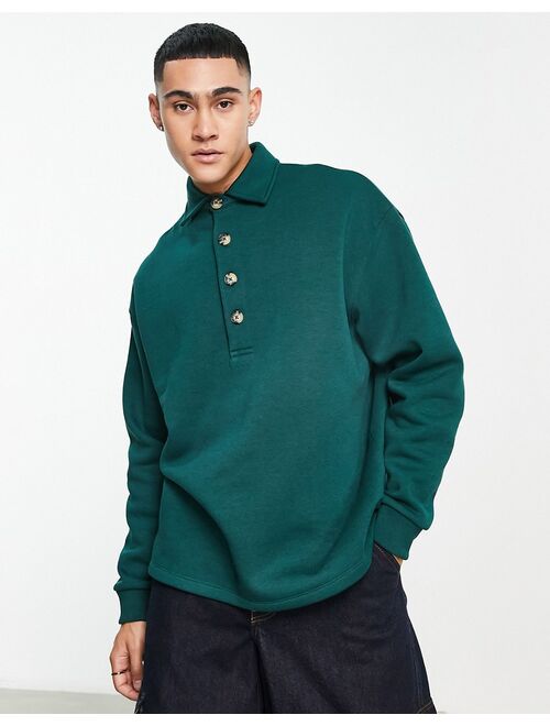 ASOS DESIGN oversized polo sweatshirt in green