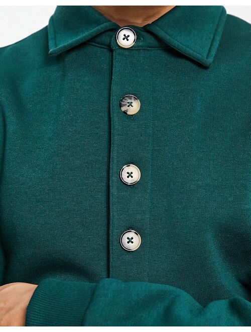 ASOS DESIGN oversized polo sweatshirt in green