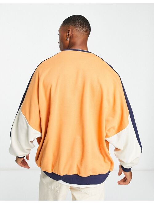 ASOS DESIGN super oversized sweatshirt with color block in beige