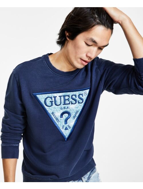 GUESS Men's Triangle Logo-Print Crewneck Sweatshirt