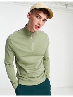 half zip sweatshirt in oil green
