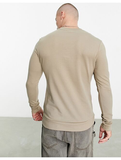ASOS DESIGN muscle sweatshirt in beige