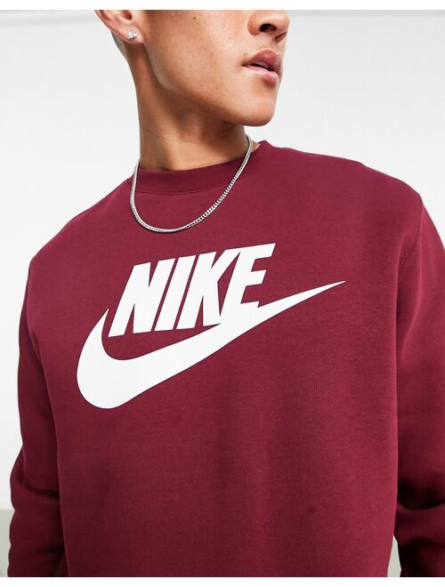 Nike Club logo printed sweatshirt in dark red