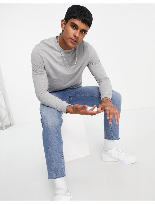 ASOS DESIGN lightweight sweatshirt in gray marl
