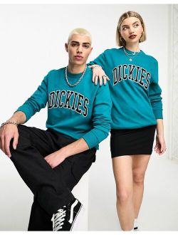 aitkin varsity embroidered logo sweatshirt in teal