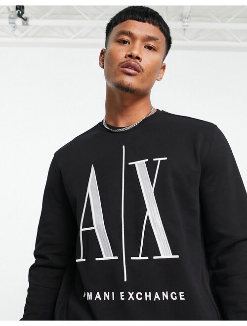 Armani Exchange icon crew neck sweatshirt in black