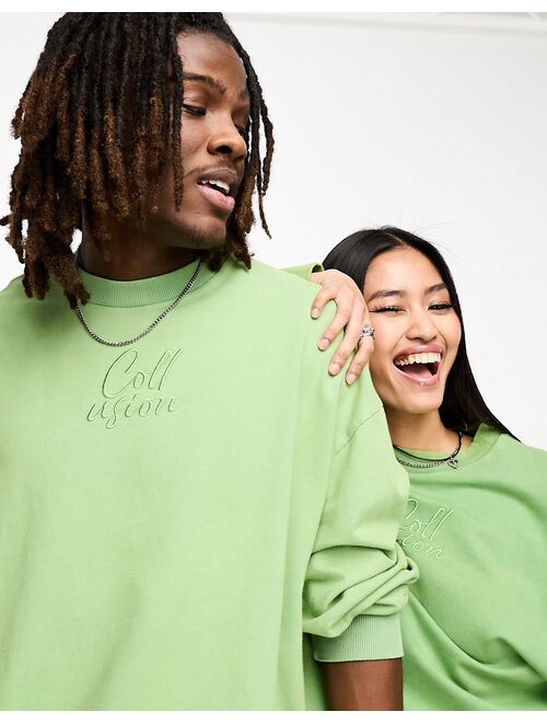 COLLUSION unisex oversized sweatshirt in green