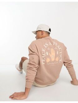 Originals oversized sweat with peace back print in tan