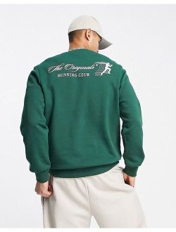 Originals crew neck sweatshirt with run club back print in green