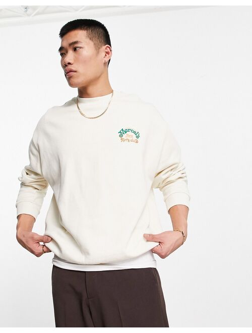 ASOS DESIGN oversized sweatshirt in beige with cartoon front and back print