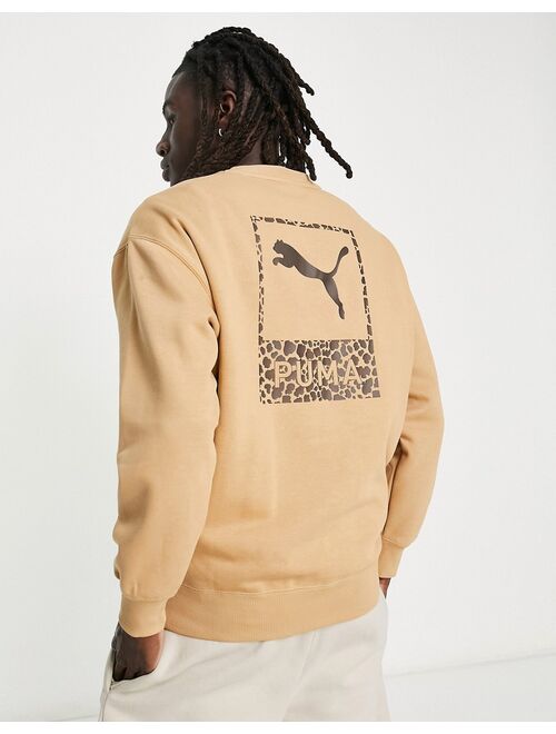 Puma Classics safari back print sweatshirt in tan - Exclusive to ASOS