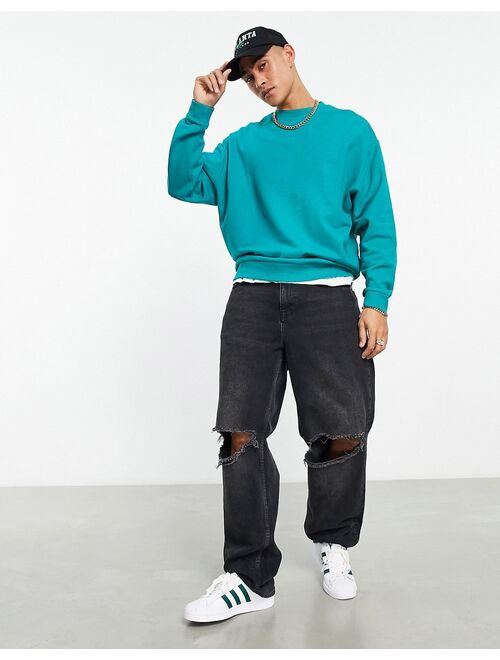 ASOS DESIGN oversized sweatshirt in teal green