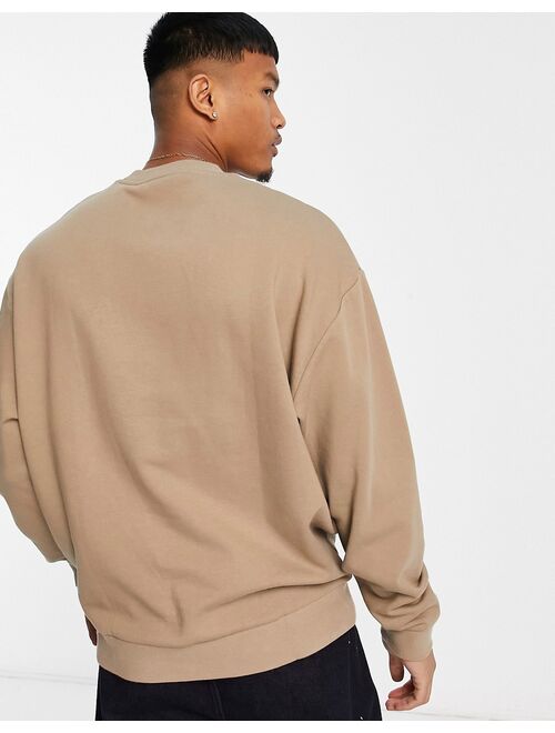 ASOS DESIGN oversized sweatshirt in gray beige