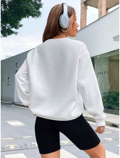 SHEIN EZwear Figure Graphic Drop Shoulder Sweatshirt