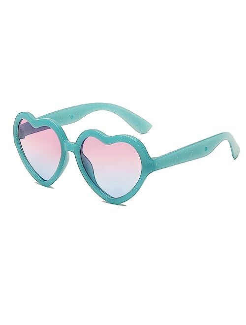 JINHUIBBA Kids Heart Sunglasses jelly color Fashion Girls Heart Shaped Sunglasses Cute Vintage Look UV400 Protection