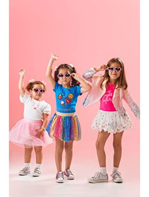 The Bedazzled Shop Kids Fashionable Girls Cute Embellished Heart Shape Pink Rhinestone Sunglasses