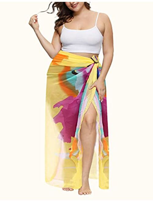 MissShorthair Womens Chiffon Beach Pareos Sarong Sheer Swimsuit Cover Ups Swimwear Bikini Wrap