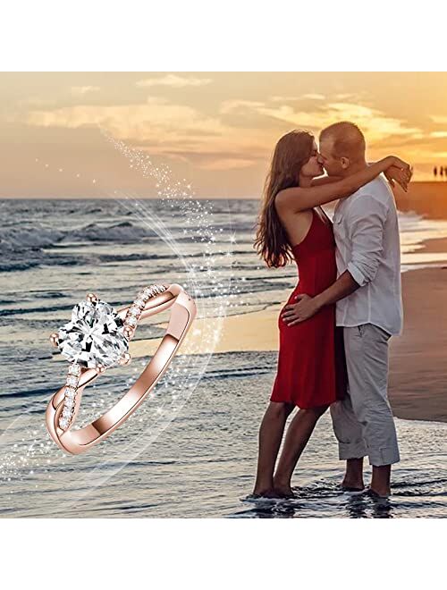 SISGEM Heart Cut Infinity Twist Engagement Rings for Women,10K 14K 18K Solid Gold 1.3 cttw. Moissanite Rings Engagement Wedding Anniversary Promise Bridal Bands with Engr