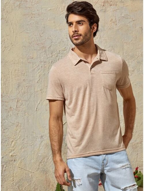 Manfinity Basics Men Patch Pocket Solid Polo Shirt