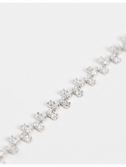 ASOS DESIGN bracelet with cubic zirconia crystal in silver tone