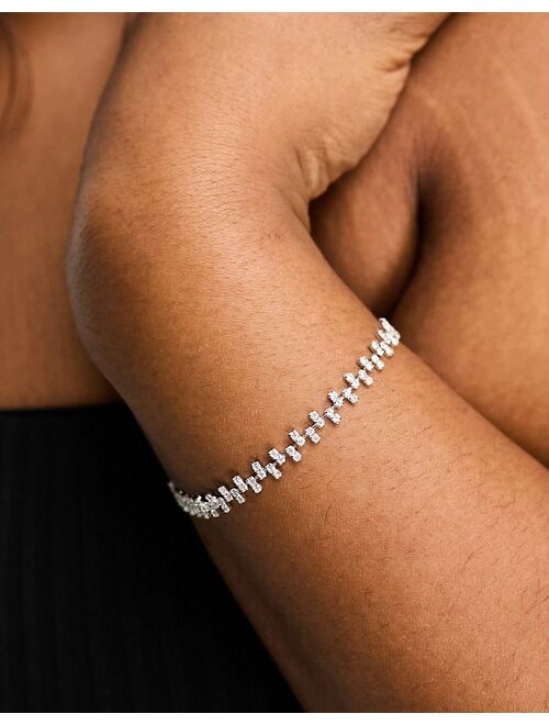 ASOS Curve ASOS DESIGN Curve bracelet with cubic zirconia crystal in silver tone