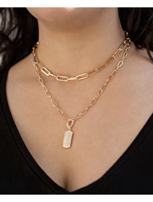 ETTIKA Linked Up Crystal Pendant Layered Women's Necklace Set