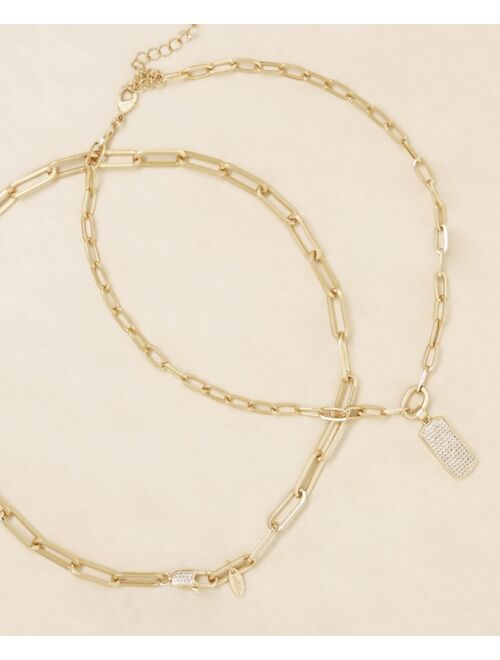 ETTIKA Linked Up Crystal Pendant Layered Women's Necklace Set