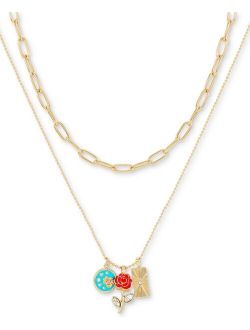 GUESS Gold-Tone 2-Pc. Set Rose Charm Layering Necklace