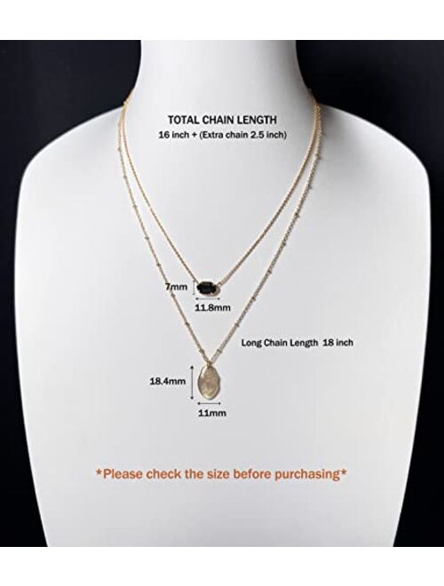 OZEL JEWELRY & GIFT Layered Gold Necklaces for Women - Crystal Colorful Delicate Cutting Pendant Necklace - 18K Gold Plated - Birthday Gifts (Made in Korea)